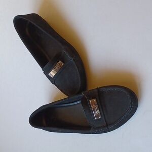 Coach Fredrica Driving Loafers Flats Suede Leather Black SZ 6.5B